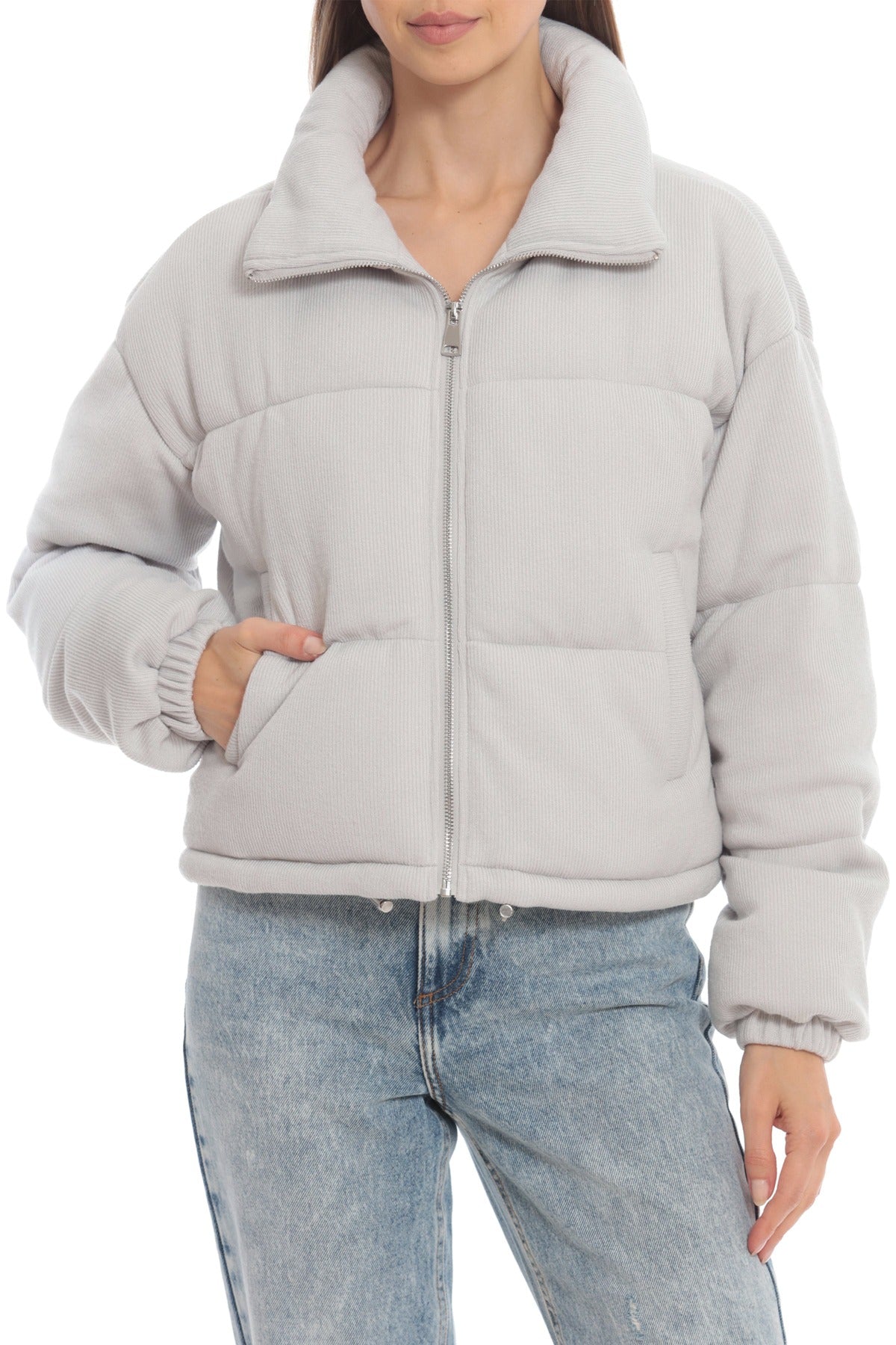 Light grey puffer jacket outerwear coats by Bagatelle for ladies