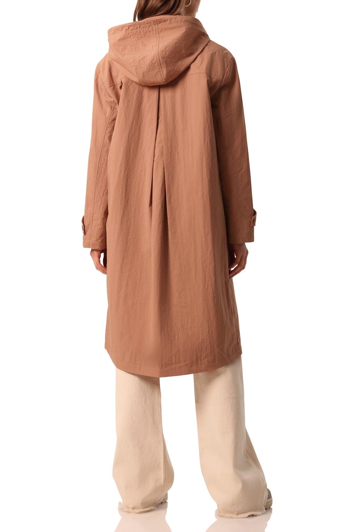 Oversized Nylon Hooded Rain Anorak Coats Jackets Avec Les Filles detachable hood Spring 2023 women's fashion outerwear Cameo Rose Brown