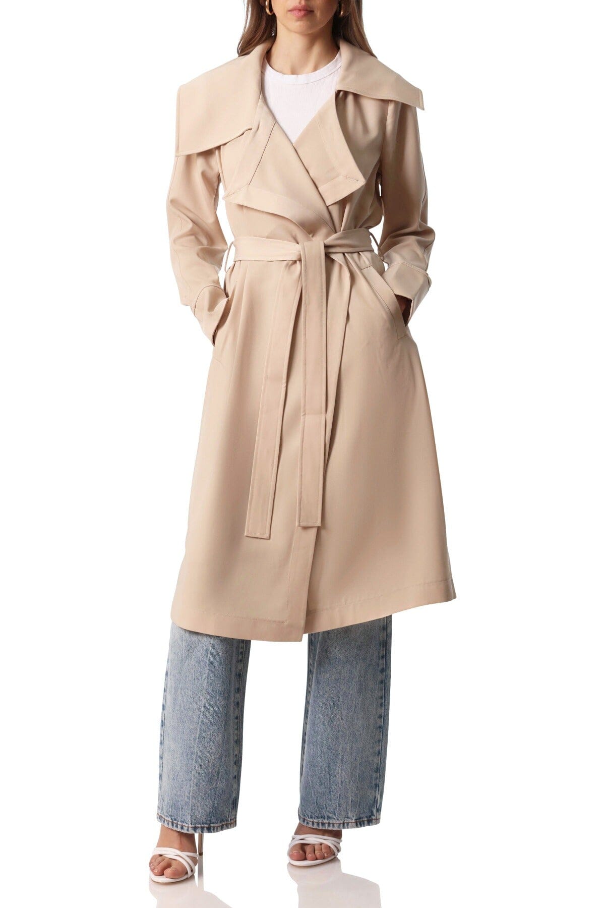 Lightweight Belted Stretch Trench Coat