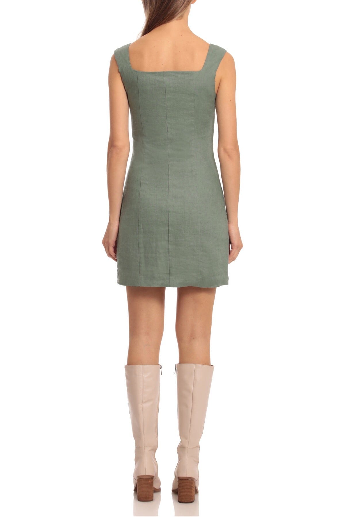 Cutout Linen Blend Mini Dress Green women's Spring 2023 fashion dresses