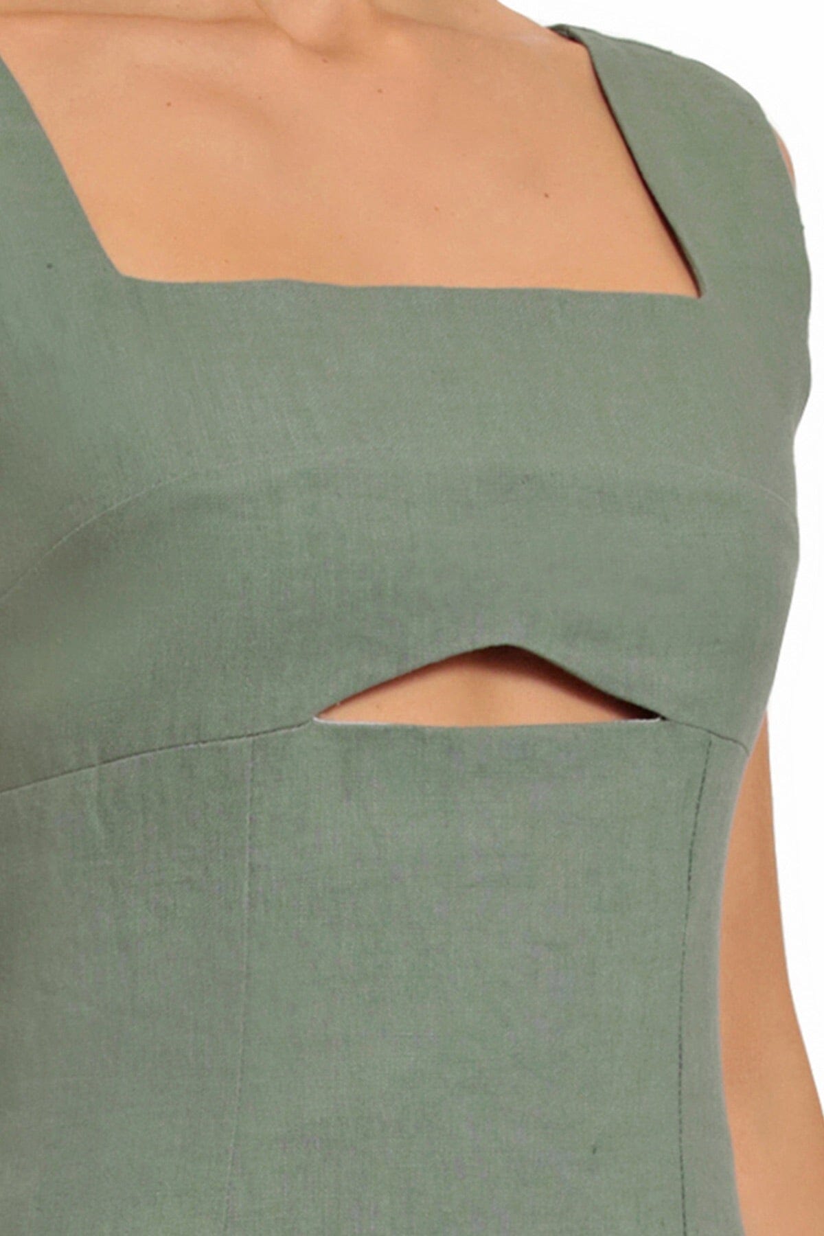 Cutout Linen Blend Mini Dress Avec Les Filles fully lined women's designer fashion dresses 