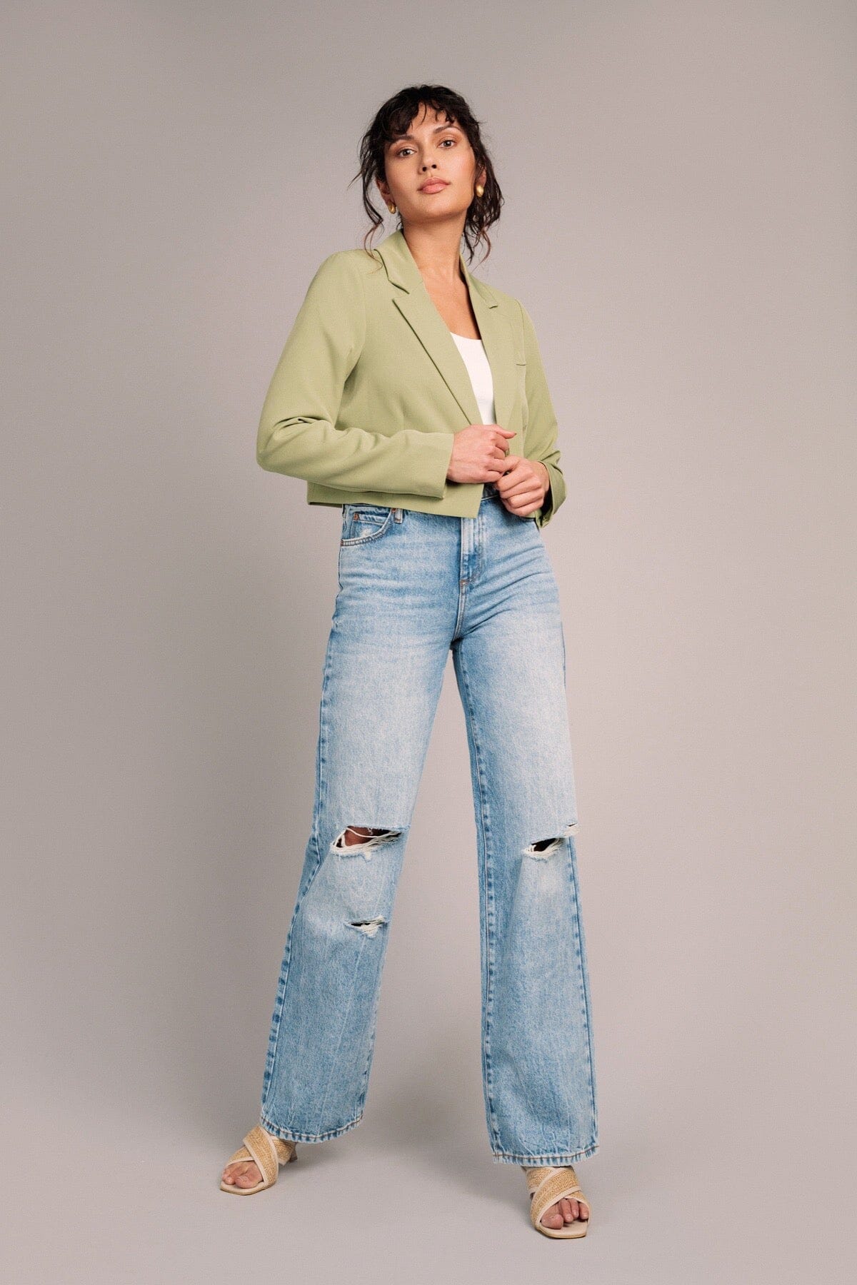 convertible waist wide leg distressed jeans women's flattering fashion denim maya wash blue